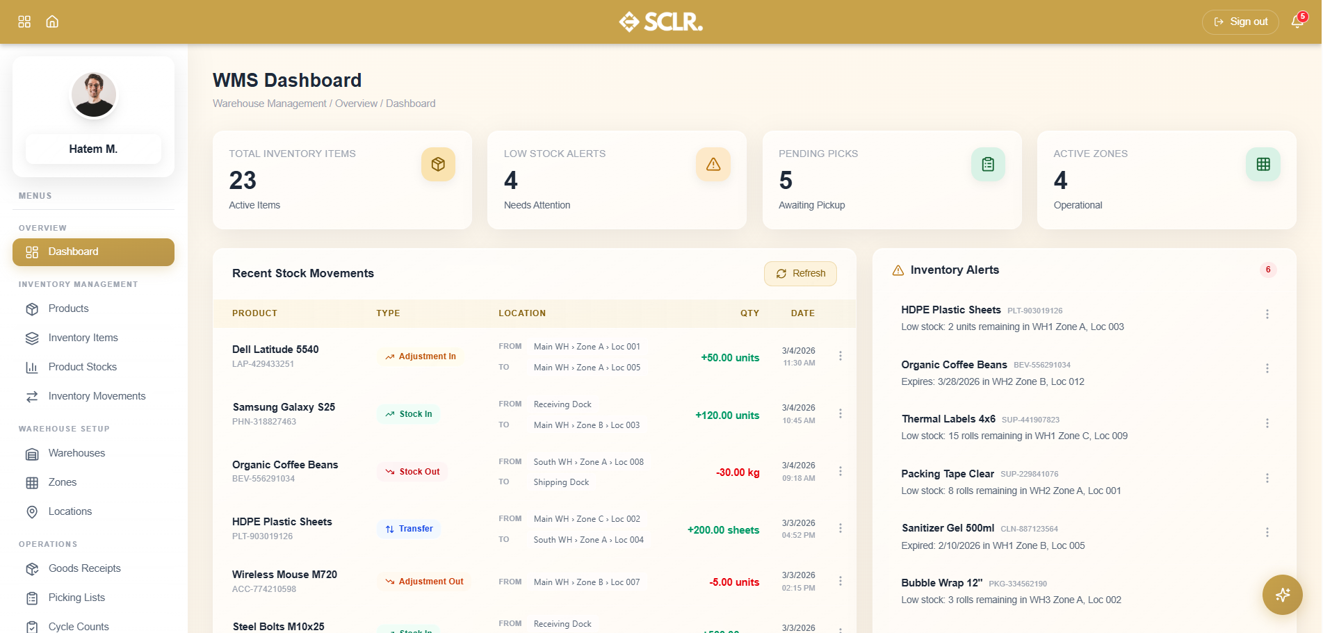 Warehouse Management Dashboard